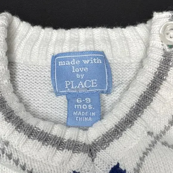 Children’s Place Argyle Sweater Vest Easter Pastels 100% Cotton Size 6-9 Months - Picture 3 of 6